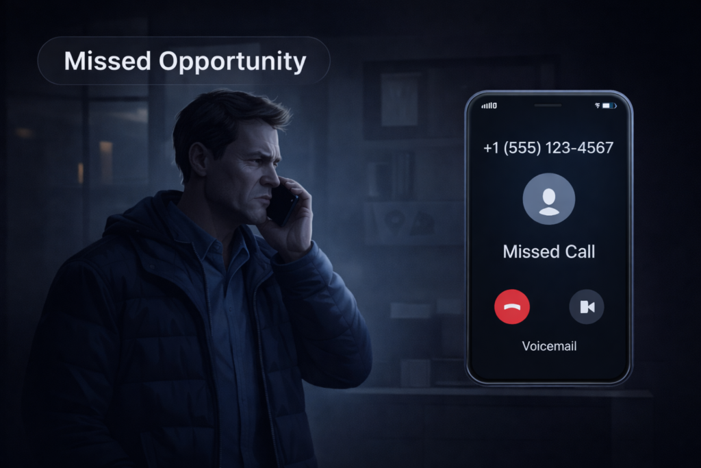 Missed service call showing lost revenue opportunity when a customer call goes unanswered